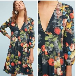 The Odells Anthropologie Drop Waist Floral Dress M